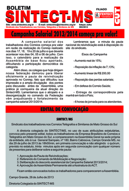 Boletim Julho 003 - Campanha Salarial 2013-2014