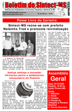 Boletim do SINTECT-MS - 06 de Março de 2008