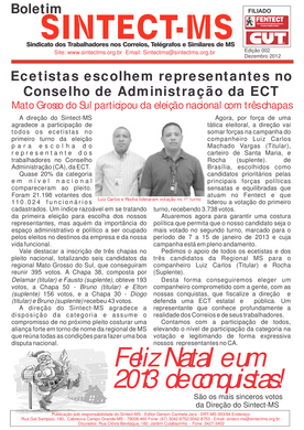 Boletim Sintect-MS - Dezembro 002 - 2012 - Eleição para representantes do CA