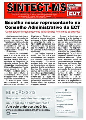 Boletim 002 - Novembro/2012 - Eleição para representantes dos trabalhadores da ECT