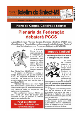 Boletim do SINTECT-MS - Edição 01 - Abril de 2005