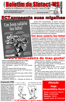 Boletim do SINTECT-MS - 25 de Agosto de 2006