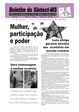 Boletim do SINTECT-MS - Edição 01 - Março Ano 2004