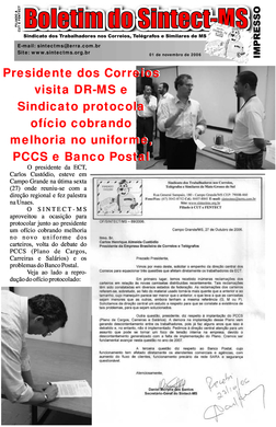 Boletim do SINTECT-MS - 01 de Novembro de 2006