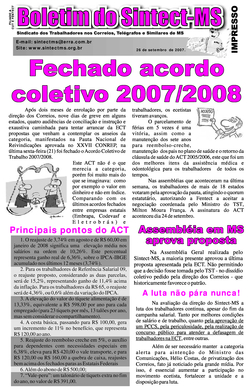 Boletim do SINTECT-MS - 26 de Outubro de 2007