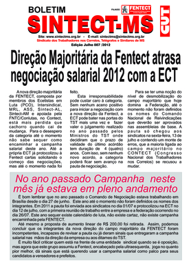 Boletim 007/2012 - Campanha salarial em atraso