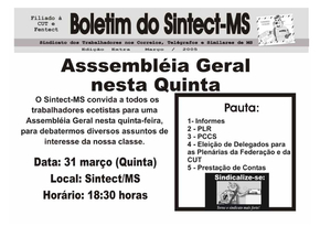 Boletim do SINTECT-MS - Edição Extra 01 - Março Ano 2005